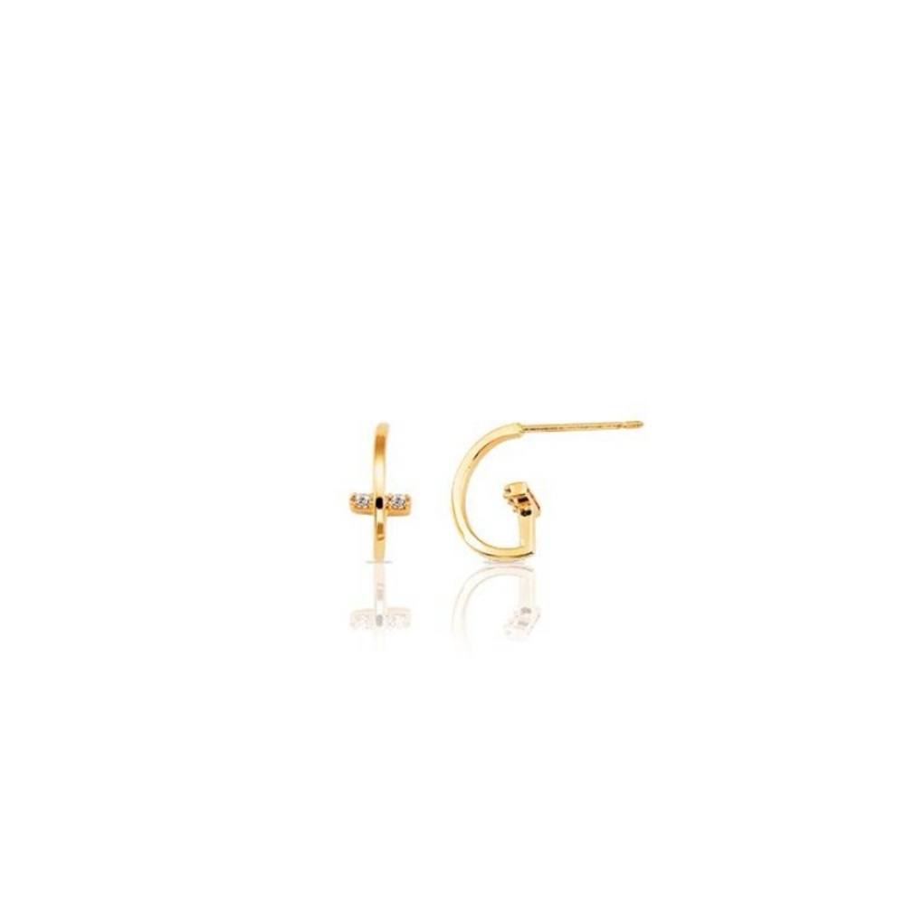 Kids Cross Huggie Earrings 14k